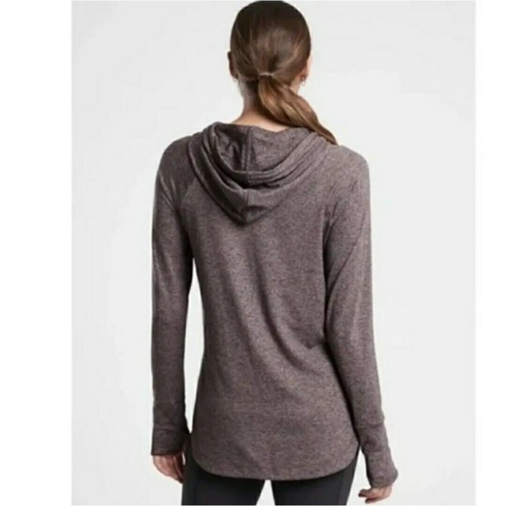 Athleta Uptempo Hoodie Sweatshirt Aubergine Heathered Purple NWT - Picture 5 of 14
